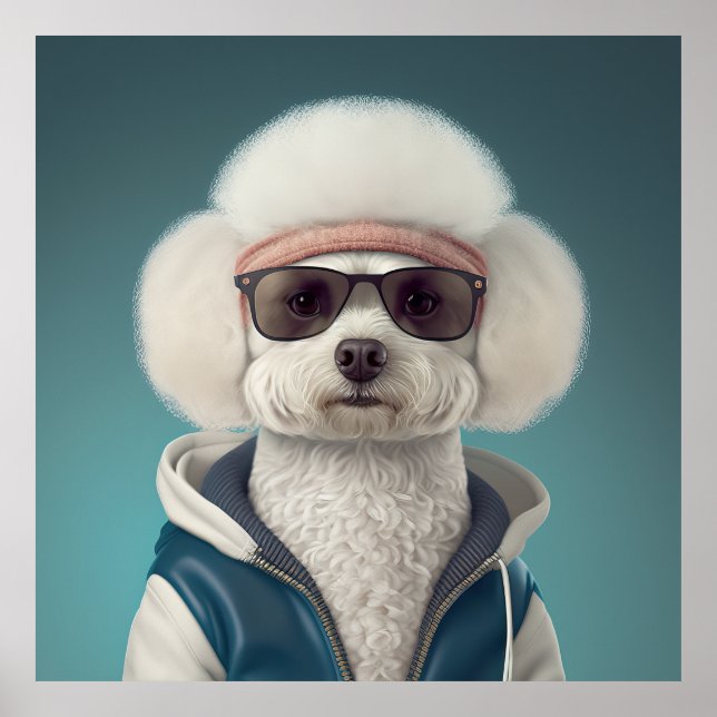 Poster de Cachorro Hipster Bichon Frise (Frente)