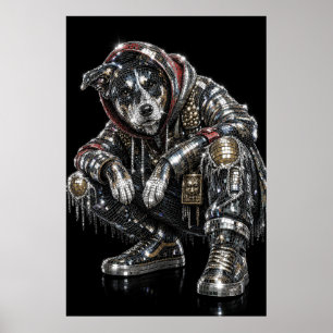 Poster de Cachorro Mosaico Disco Arte Moderna de