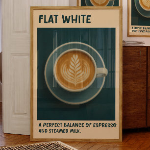 Poster de café branco plano - Impressão de arte re
