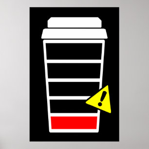 Poster de café, Cafeína Baixa, ICONS, preto,