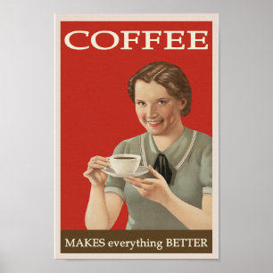 Poster de café com vinheta retrô, 1940-1950