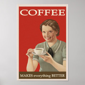 Poster de café com vinheta retrô, 1940-1950