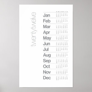 poster de Calendário 2012 - Sistema de Grade Helve