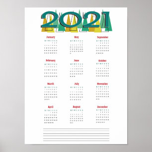 poster de calendário 2021