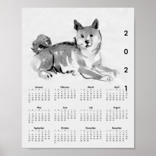 Poster de Calendário 2021 da Pintura Original de 