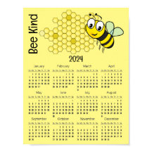Poster de Calendário 2024 de Bee e Honeycomb
