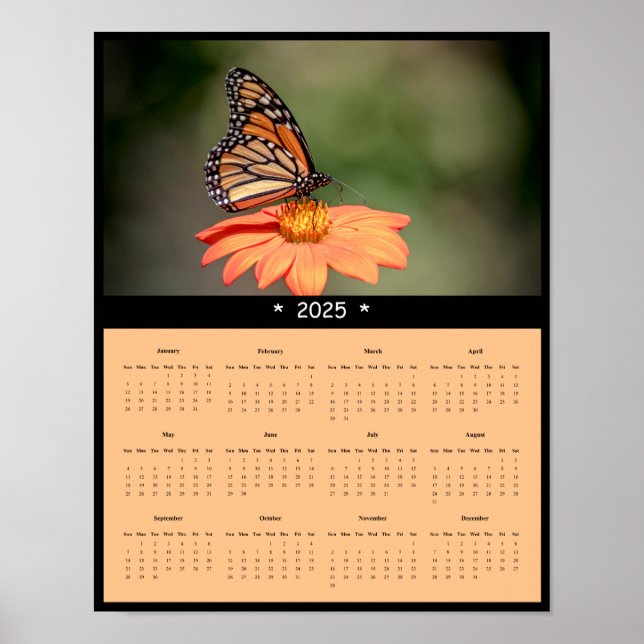 poster de Calendário da Parede da Borboleta Monarc (Frente)