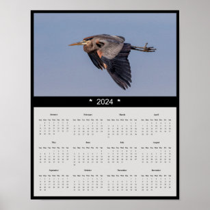 poster de Calendário da Parede Heron Azul do Excel