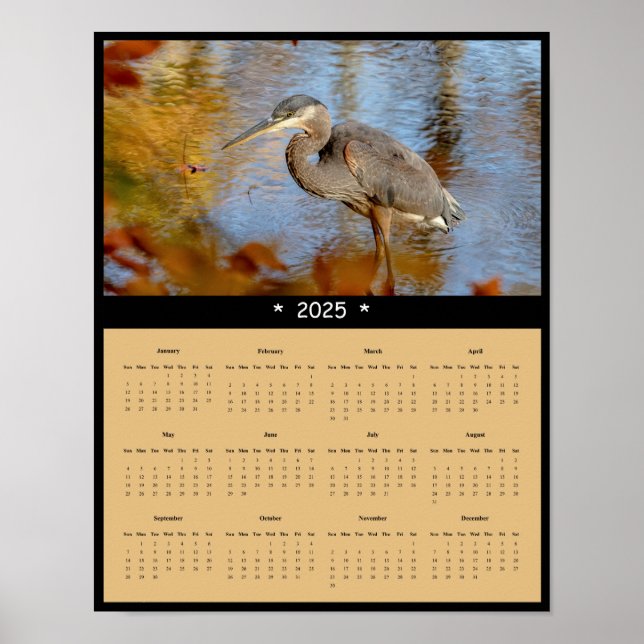 poster de Calendário da Parede Heron Azul do Excel (Frente)