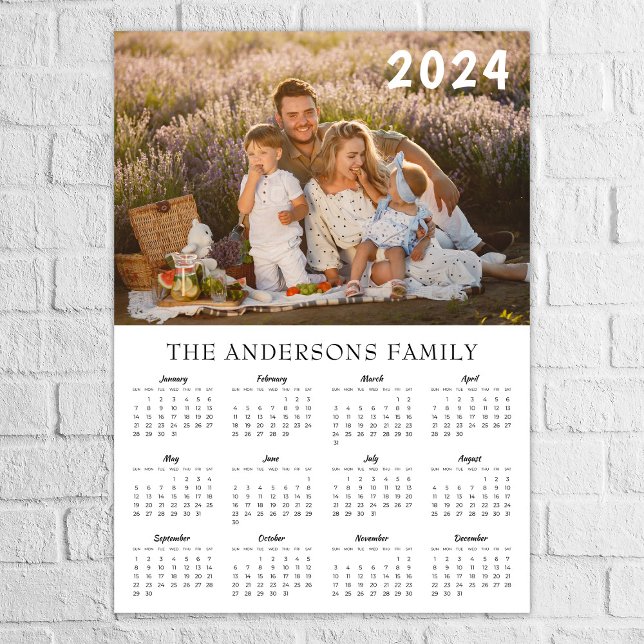 Poster de calendário de 2024 para fotos da família (Criador carregado)