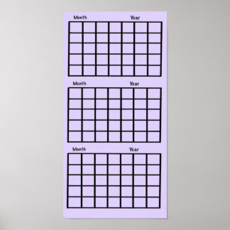 Poster de Calendário de 3 Meses Roxo Claro