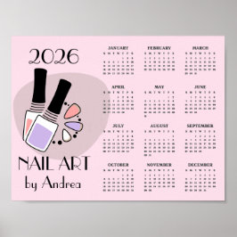 Pôster de Calendário de Design de Manicure de Arte