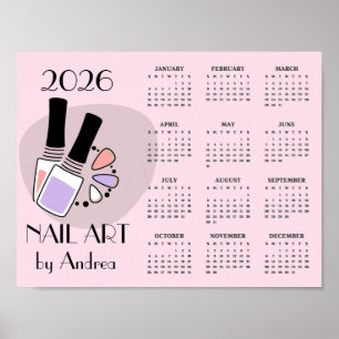 Pôster de Calendário de Design de Manicure de Arte