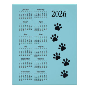 Pôster de Calendário de Design de Pegadas 2026