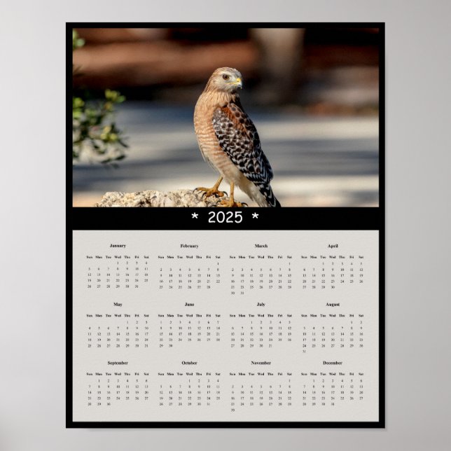 poster de Calendário de Parede Hawk Ocupado Vermel (Frente)