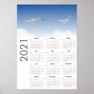 Poster de Calendário de Seagull 2021 - Segunda-fe