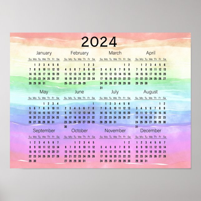 Poster de Calendário Design de 2024 com Muted Rain (Frente)