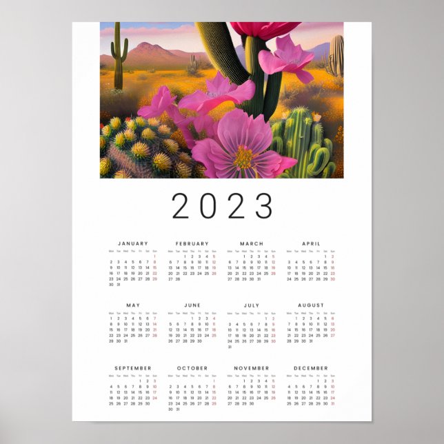 Poster de Calendário do Desert Blooms Digital Art  (Frente)