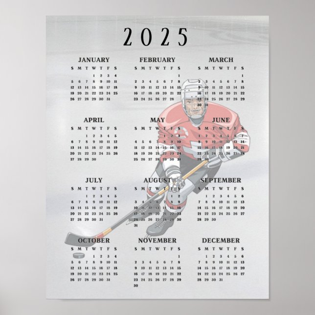 Poster de Calendário do Design de Hockey 2025 (Frente)