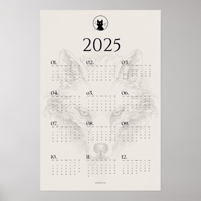 poster de Calendário do Esquema do Wolf 2025 | "Mo (Frente)
