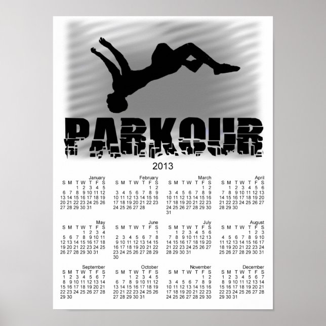 Poster de calendário do Parkour Athlete 2013 (Frente)