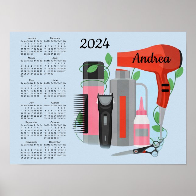 Poster de Calendário Hair Stylist Design 2024 (Frente)