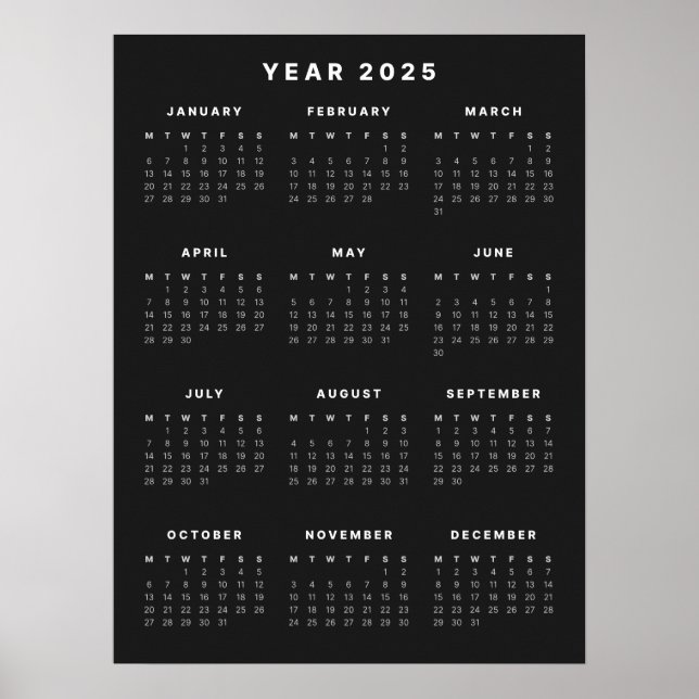 Poster de calendário minimalista 2025 (Frente)
