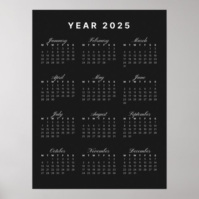 Poster de calendário minimalista 2025 (Frente)
