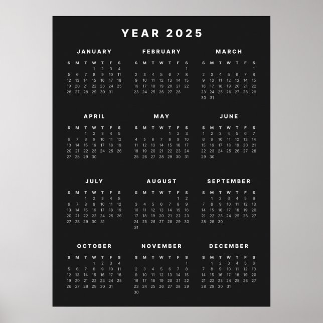 Poster de calendário minimalista 2025 (Frente)