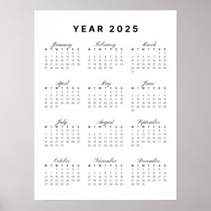 Poster de calendário minimalista 2025