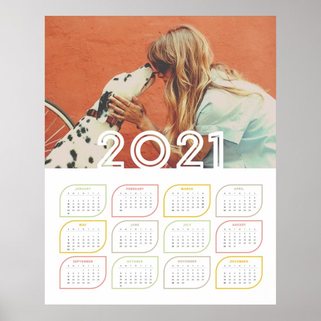 Poster de Calendário Personalizado 2021 | Folha Mo (Frente)