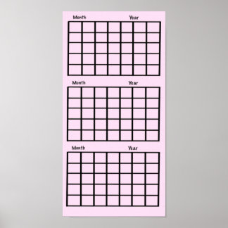 Poster de Calendário Rosa de 3 Meses