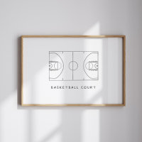 Poster de campo de basquetebol de Watercolor