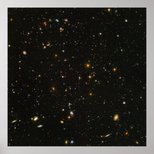 poster de Campo Ultra Profundo do Hubble HUDF (má