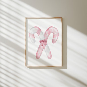 Poster de cana-de-açúcar rosa-aquarela