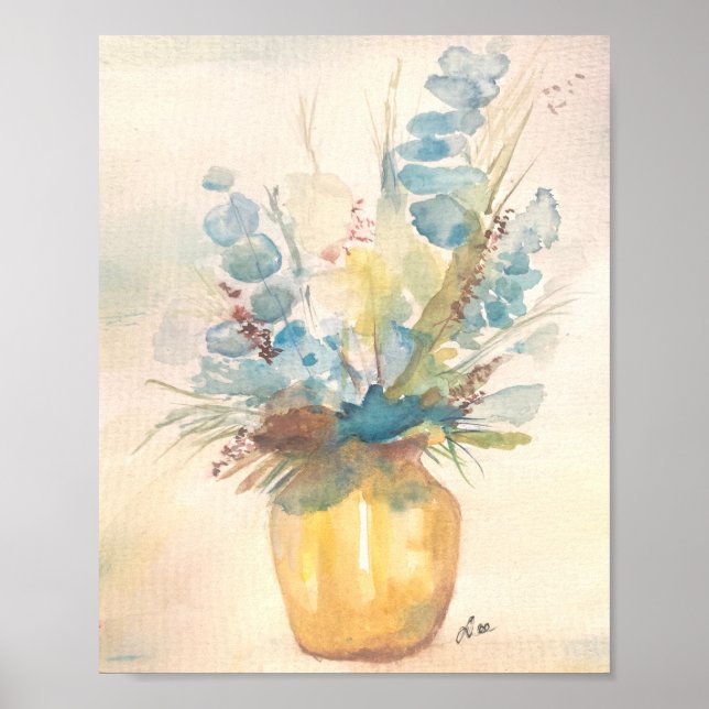 Poster de Canvas de de Blues Floral Premium (8x10) (Frente)