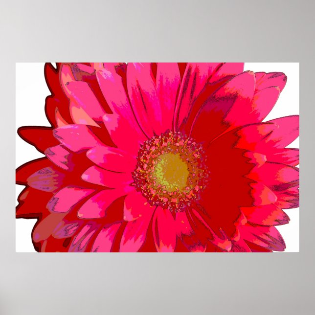 Poster de Canvas de Gerbera Daisy, Rosa-Quente (Frente)