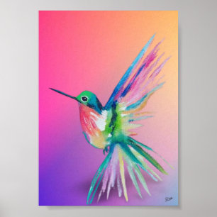 Poster de Canvas Premium do Arco-Íris Hummingbird