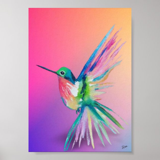 Poster de Canvas Premium do Arco-Íris Hummingbird  (Frente)