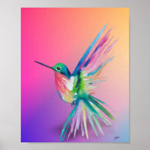 Poster de Canvas Rainbow Hummingbird Premium (8x10
