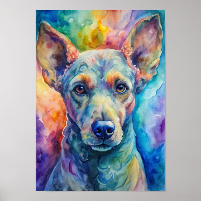 Poster de Cão de Pintura de Aquarela (Frente)