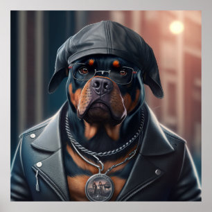 Poster de Cão Hipster Rottweiler