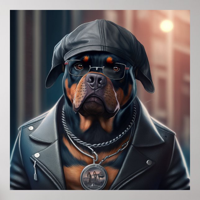 Poster de Cão Hipster Rottweiler (Frente)