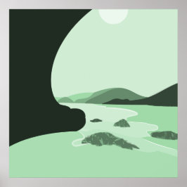 Poster de Capa de Saída de Praia Digital Turquoise