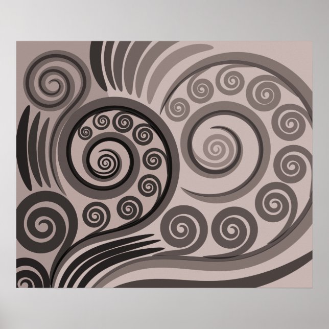 Poster de Caramujos de Cinza Roxo Elegante (Frente)