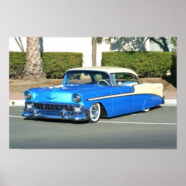 Poster de carro azul clássico (Frente)
