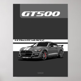POSTER de Carro Muscular GT500 - Cinzas