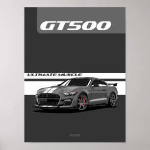 POSTER de Carro Muscular GT500 - Cinzas