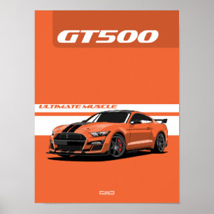 POSTER de Carro Muscular GT500 - Laranja