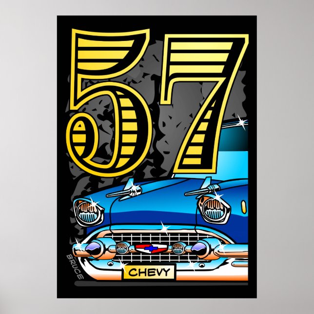 Poster de Cartoon Chevy Car Grande '57 (Frente)